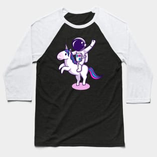 Astronaut Riding Unicorn Baseball T-Shirt